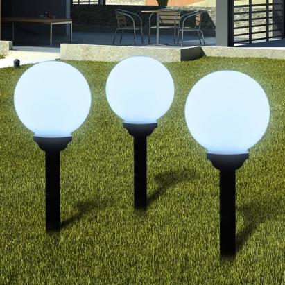 Lămpi de exterior pentru alei LED 3 buc. 20 cm, cu țăruș de sol GartenMobel Dekor