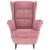Fotoliu cu spătar cu aripi, cu taburet, roz, catifea GartenMobel Dekor