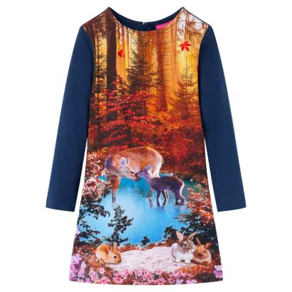 Rochie pentru copii cu mâneci lungi, bleumarin, 116 GartenMobel Dekor