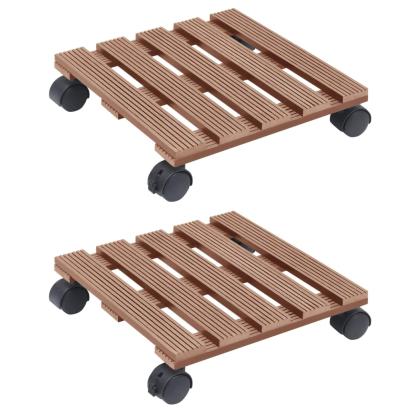 Suporturi de plante cu role, 2 buc., maro, 30x30x7,5 cm, WPC GartenMobel Dekor