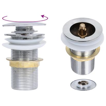 Ventil scurgere push fără preaplin, crom, 6,4x6,4x9,1 cm GartenMobel Dekor