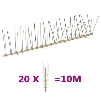Set bandă cu țepi antipăsări cu 4 rânduri 20 buc. plastic 10 m GartenMobel Dekor