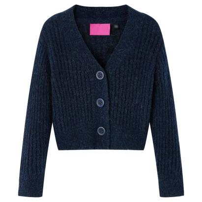 Cardigan tricotat pentru copii, bleumarin, 128 GartenMobel Dekor