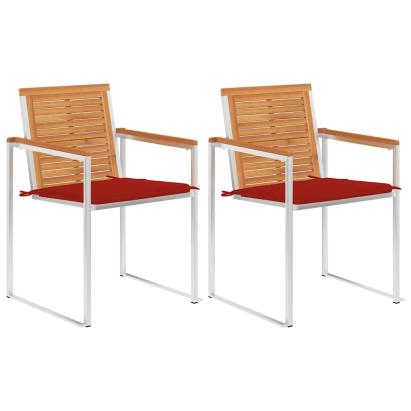 Scaune grădină cu perne, 2 buc., lemn masiv de acacia și oțel GartenMobel Dekor