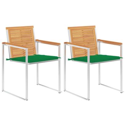 Scaune grădină cu perne, 2 buc., lemn masiv tec/oțel GartenMobel Dekor