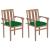 Scaune grădină cu perne verde, 2 buc., verde, lemn masiv tec GartenMobel Dekor