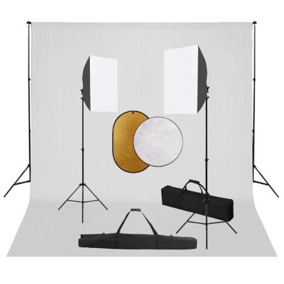 Kit studio foto cu lumini softbox, fundal și reflector GartenMobel Dekor