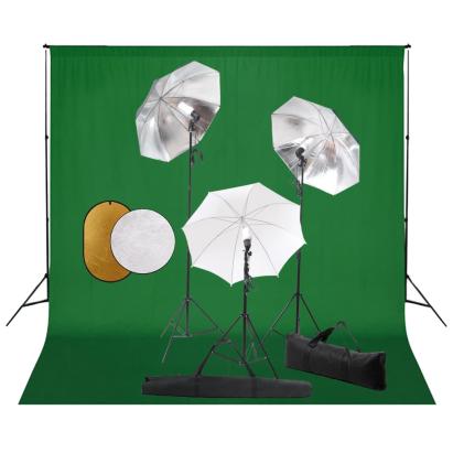 Set studio foto cu lămpi, umbrele, fundal și reflector GartenMobel Dekor