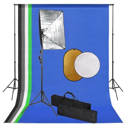 Set studio foto cu lumini softbox, fundal și reflector GartenMobel Dekor