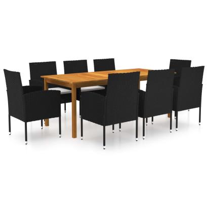 Set mobilier de grădină, 9 piese, negru GartenMobel Dekor