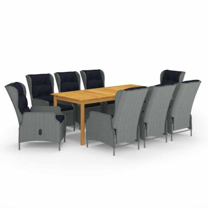 Set mobilier de grădină, 9 piese, gri deschis GartenMobel Dekor