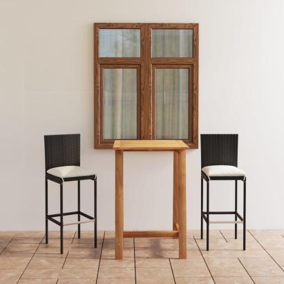 Set mobilier bar de grădină cu perne, 3 piese, negru GartenMobel Dekor