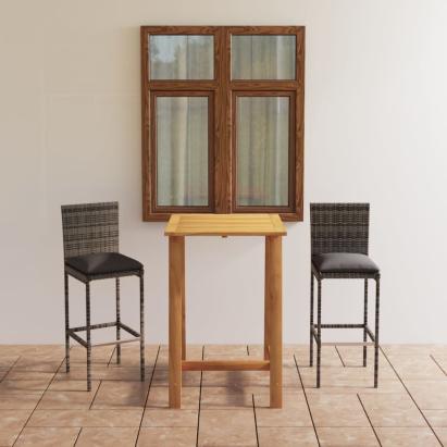 Set mobilier de bar de grădină cu perne, 3 piese, gri GartenMobel Dekor