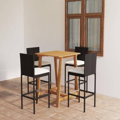 Set mobilier bar de grădină cu perne, 5 piese, negru GartenMobel Dekor