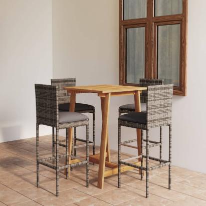 Set mobilier de bar de grădină cu perne, 5 piese, gri GartenMobel Dekor