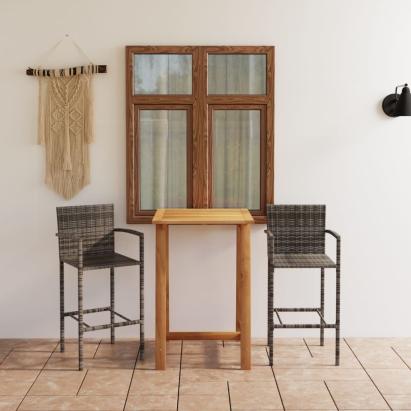 Set mobilier de bar de grădină, 3 piese, gri GartenMobel Dekor