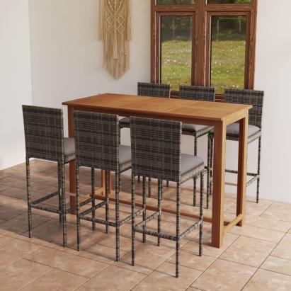 Set mobilier bar de grădină cu perne, 7 piese, gri GartenMobel Dekor