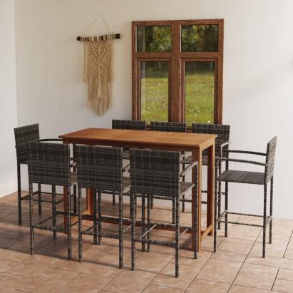 Set mobilier bar de grădină, 9 piese, gri GartenMobel Dekor