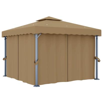 Pavilion cu perdea, gri taupe, 3x3 m, aluminiu GartenMobel Dekor