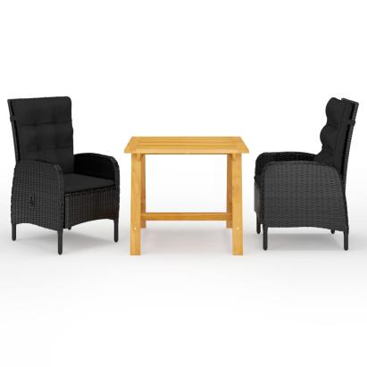 Set mobilier de grădină, 3 piese, negru GartenMobel Dekor