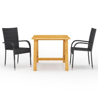 Set mobilier de grădină, 3 piese, negru GartenMobel Dekor