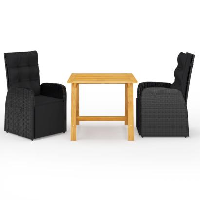 Set mobilier de grădină, 3 piese, negru GartenMobel Dekor
