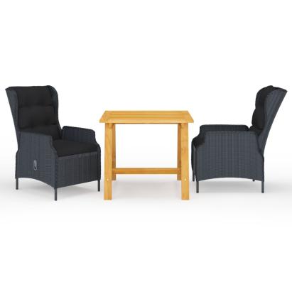 Set de masă pentru grădină, 3 piese, gri închis GartenMobel Dekor