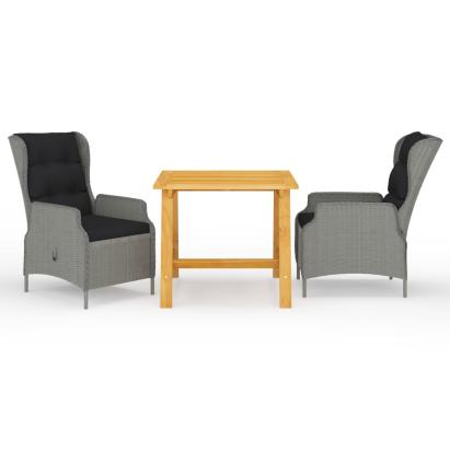 Set de masă pentru grădină, 3 piese, gri deschis GartenMobel Dekor