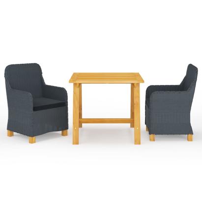 Set de masă pentru grădină, 3 piese, gri închis GartenMobel Dekor