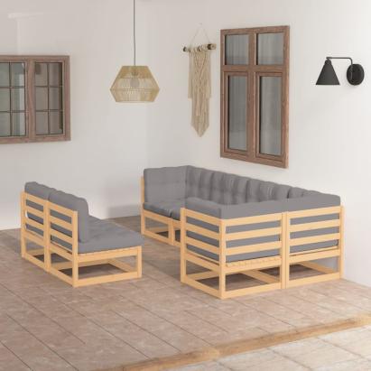 Set mobilier de grădină cu perne, 7 piese, lemn masiv de pin GartenMobel Dekor