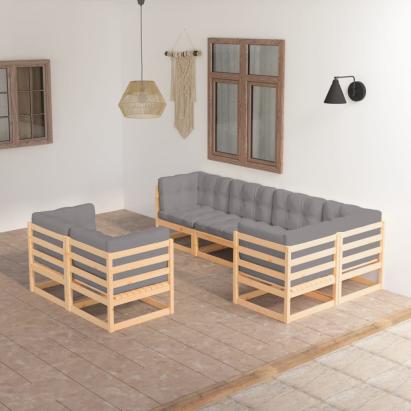 Set mobilier de grădină cu perne, 7 piese, lemn masiv de pin GartenMobel Dekor