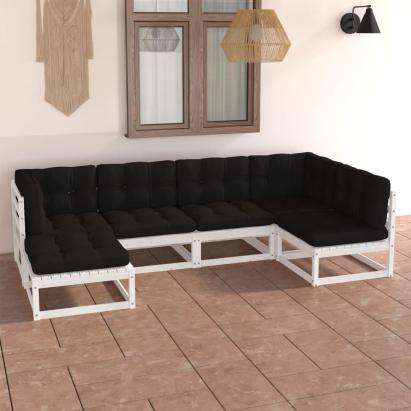 Set mobilier de grădină cu perne, 6 piese, lemn masiv de pin GartenMobel Dekor
