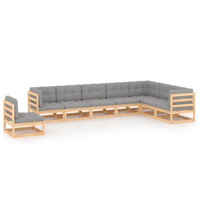 Set mobilier grădină cu perne, 8 piese, lemn masiv de pin GartenMobel Dekor