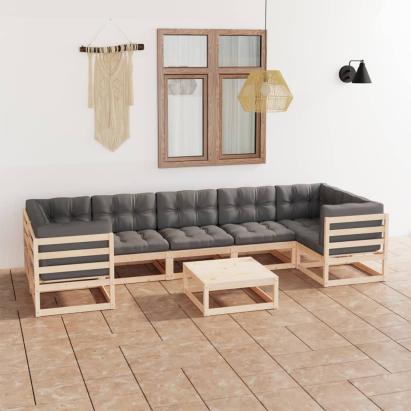 Set mobilier de grădină din 8 piese, lemn masiv de pin GartenMobel Dekor