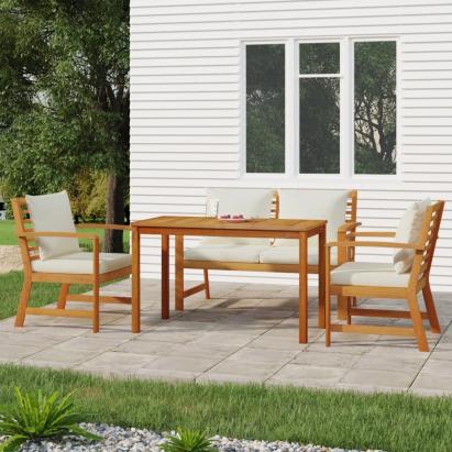 Set mobilier de grădină cu perne, 4 piese, lemn masiv de acacia GartenMobel Dekor