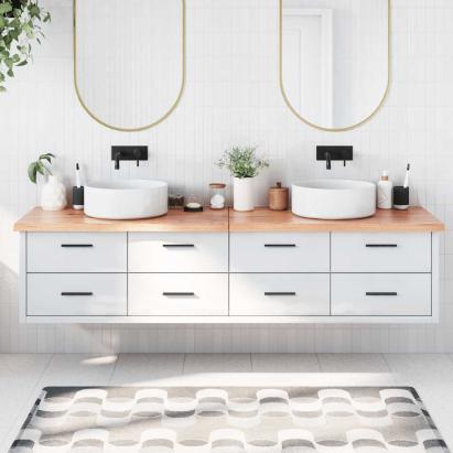 Blat de baie, maro deschis, 200x50x(2-4) cm, lemn masiv tratat GartenMobel Dekor