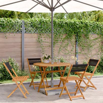 Set mobilier de grădină 5 piese polipropilenă neagră/lemn masiv GartenMobel Dekor