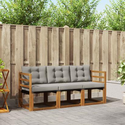 Set de canapele de exterior 3 pcs Gri natural și deschis GartenMobel Dekor