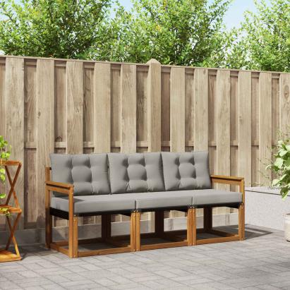 Set de canapele de exterior 3 pcs Gri natural și deschis GartenMobel Dekor