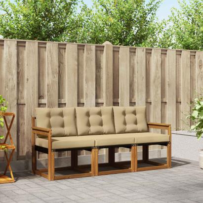 Set de canapele de exterior cu pernă 3 pcs Natural și Bej GartenMobel Dekor