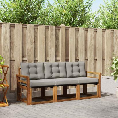 Set de canapele de exterior 3 pcs Gri natural și deschis GartenMobel Dekor