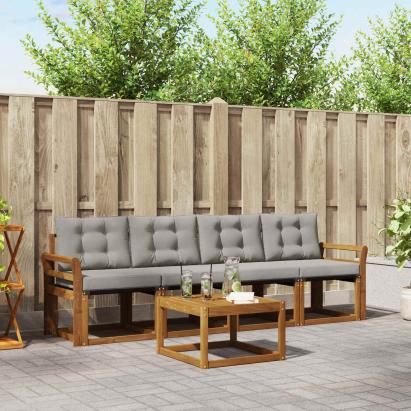 Set de canapele de exterior 5 pcs Gri natural și deschis GartenMobel Dekor