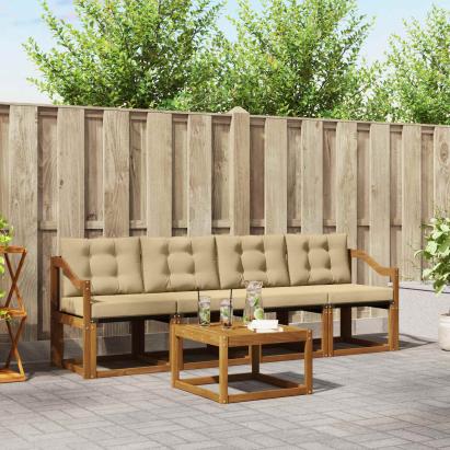 Set de canapele de exterior cu pernă 5 pcs Natural și Bej GartenMobel Dekor