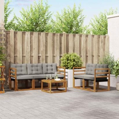 Set de canapele de exterior 6 pcs Gri natural și deschis GartenMobel Dekor