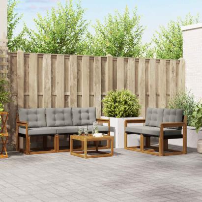 Set de canapele de exterior 6 pcs Gri natural și deschis GartenMobel Dekor