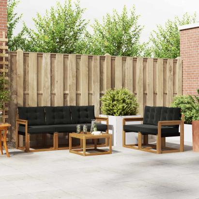 Set de canapele de exterior cu pernă 6 pcs Natural și Negru GartenMobel Dekor