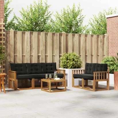 Set de canapele de exterior cu pernă 6 pcs Natural și Negru GartenMobel Dekor