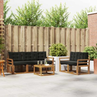 Set de canapele de exterior cu pernă 6 pcs Natural și Negru GartenMobel Dekor