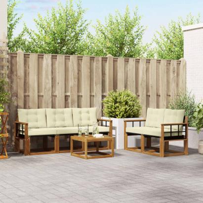 Set de canapele de exterior cu pernă 6 pcs Natural și Crem GartenMobel Dekor