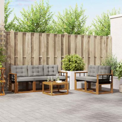 Set de canapele de exterior 6 pcs Gri natural și deschis GartenMobel Dekor